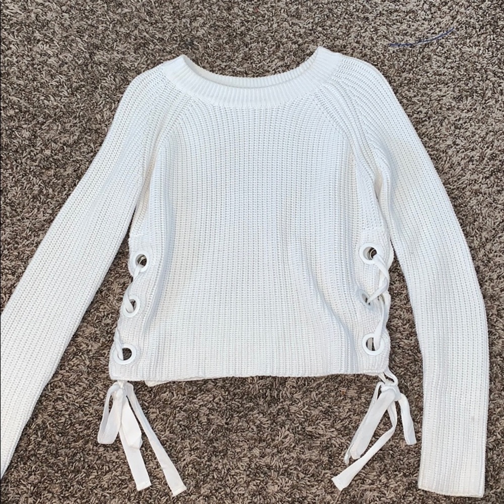 White knit sweater